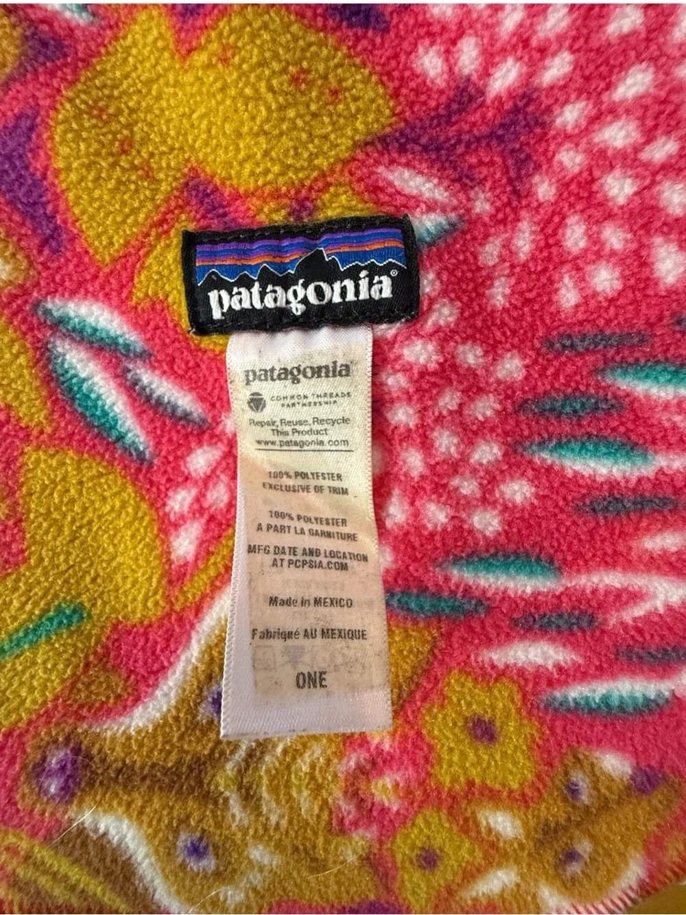 Patagonia Synchilla Pink Fox & Floral Fleece Blanket